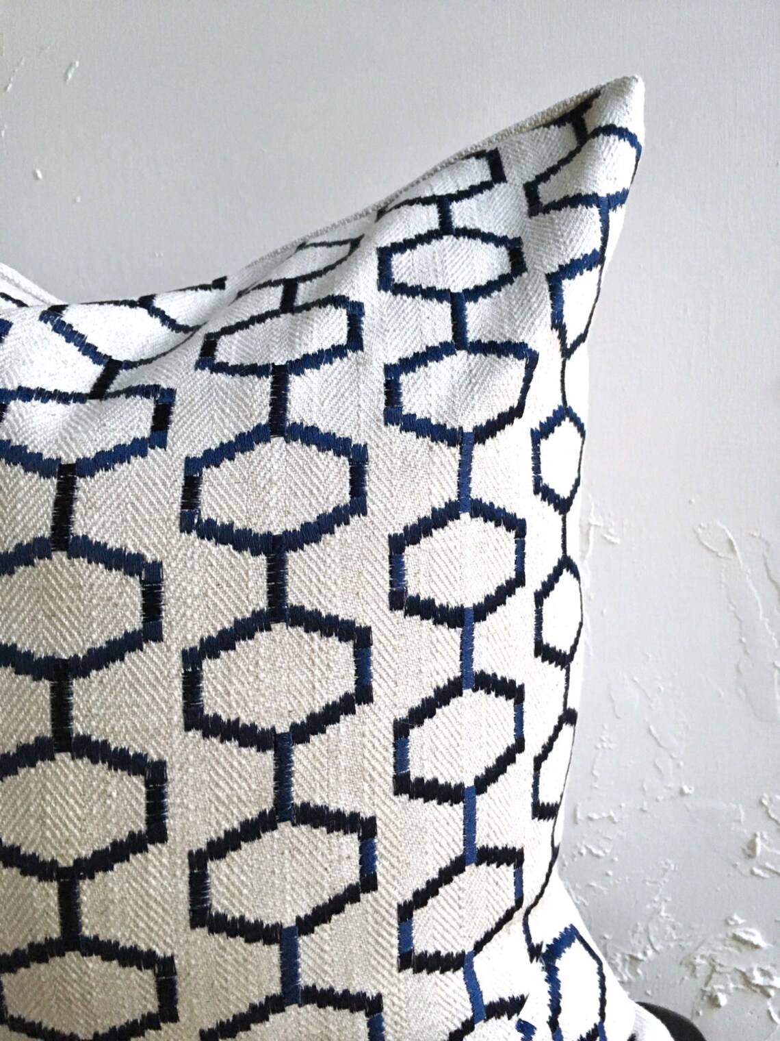 Navy Blue Geometric Pillow Cover, 18x18 Decorative Pillow Cover