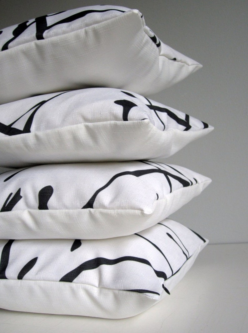 Black White Branch Pillow Cover Black and White Pillow Cover Etsy