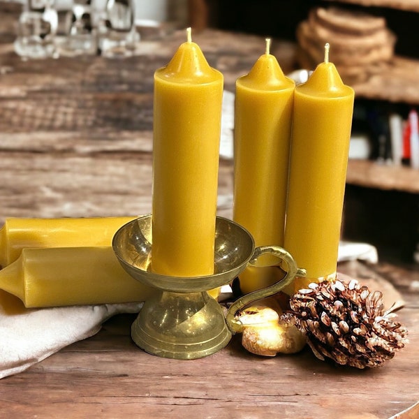 Emergency Beeswax Taper Pillar Candlestick - Candle Dripless Pure Beeswax from Beekeepers Hives