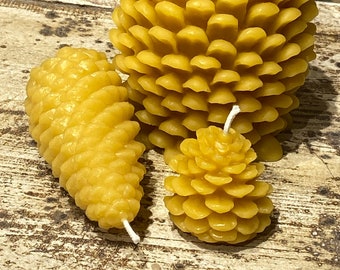 3pc. Beeswax Pinecone Candle Trio- Pure Beeswax Candles from Beekeepers Hive