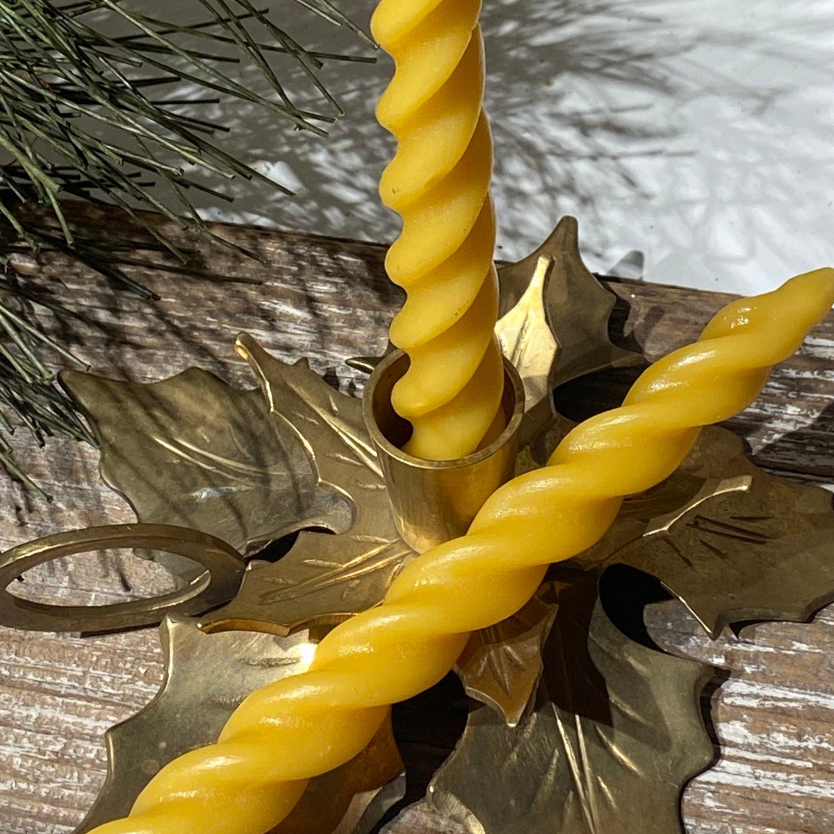 Beeswax Spiral Twist Taper Candles