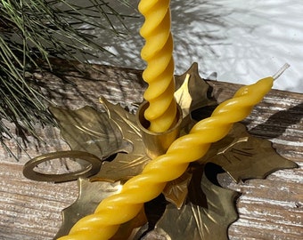 7" Beeswax Spiral Twist Taper Candles  Ohio Beekeeper