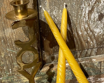 8” Beeswax Spiral Swirl Taper Candles  Ohio Beekeeper