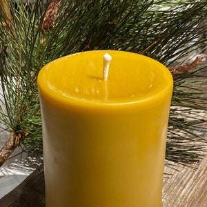 Large Beeswax 4”x6” Pillar Candle Pure Beeswax from Beekeepers Hives