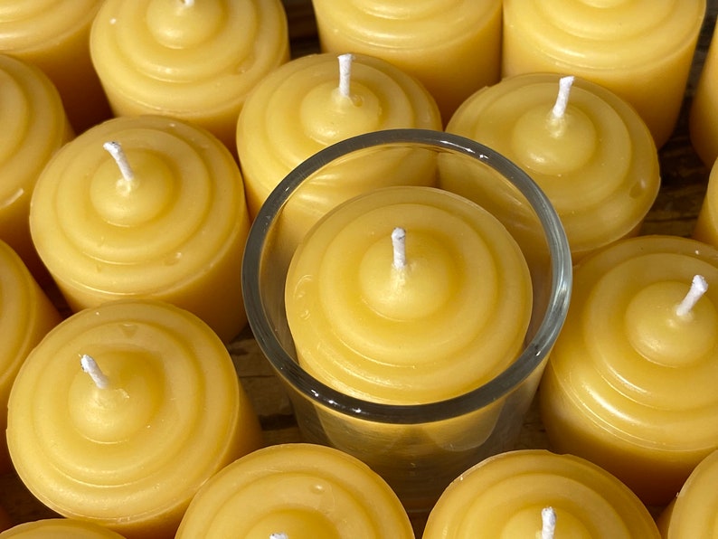 Beeswax Bulk Small Votive Candles Pure Beeswax Candles from Beekeepers Hive image 3