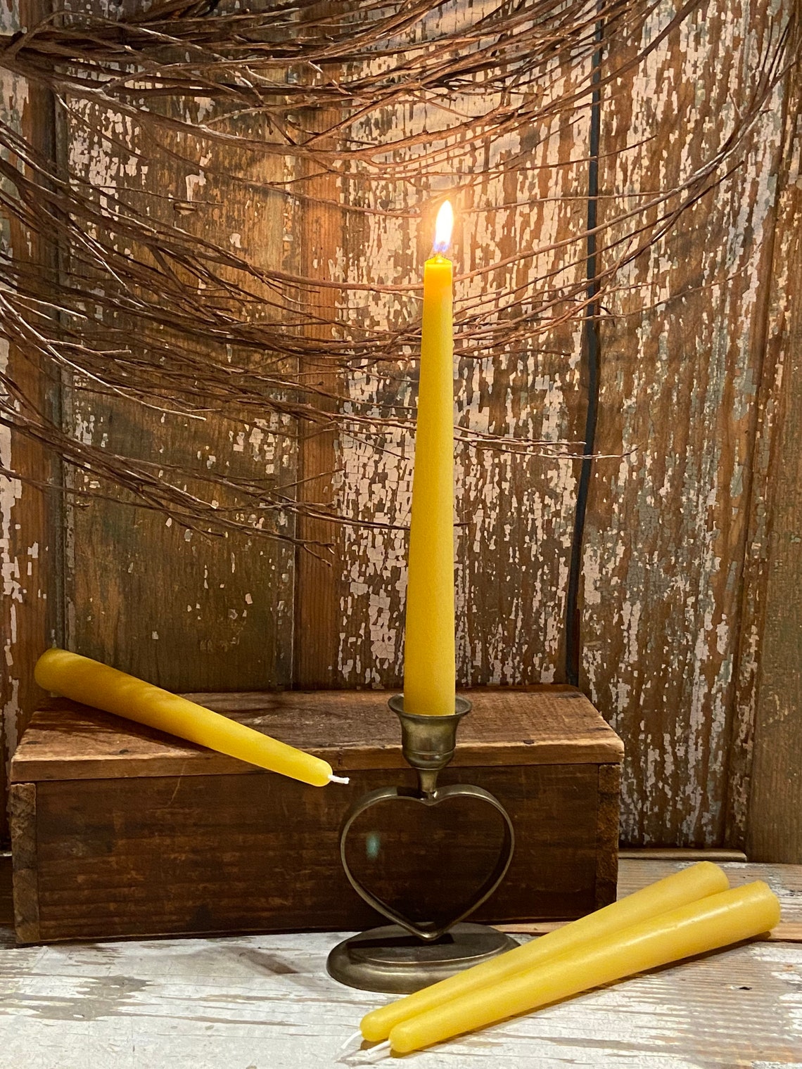 8 Beeswax Taper Candlestick Candle Dripless Pure Etsy