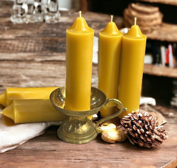 Emergency Beeswax Taper Pillar Candlestick Candle Dripless Pure Beeswax From Beekeepers Hives Etsy