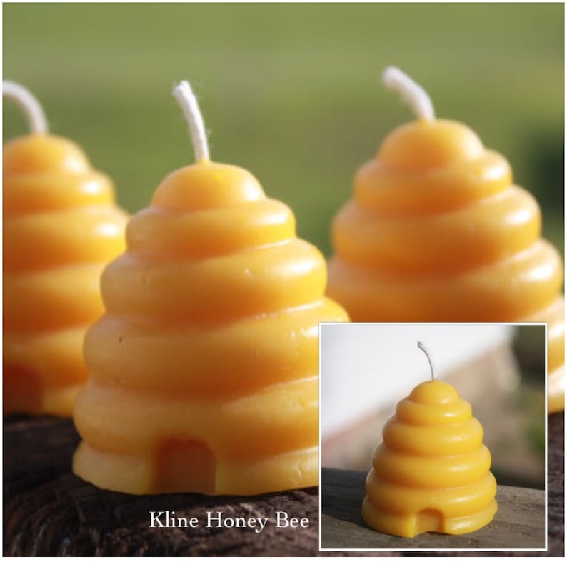 Beeswax Candles shaped like Beehive Skep Pure Beeswax Candles image 4
