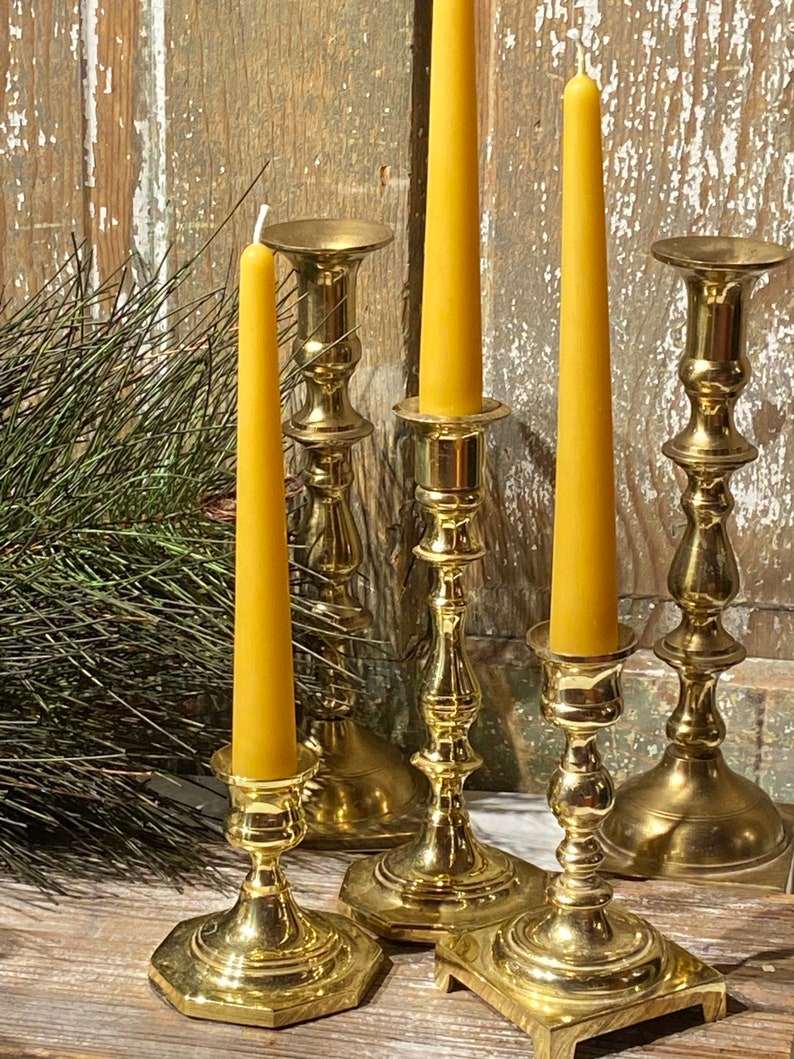 Beeswax Taper Candlestick Candle Dripless Pure Beeswax From Etsy