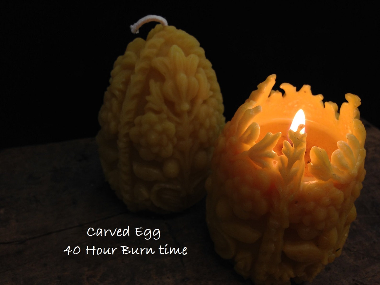 Beeswax Carved Egg Candle Pure Beeswax Candles From Etsy