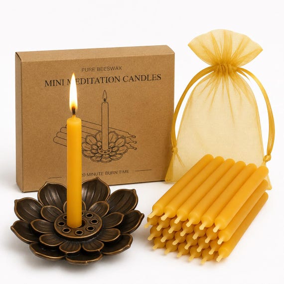Meditation Beeswax Candle Boxed Set 20 Minutes of Relaxation