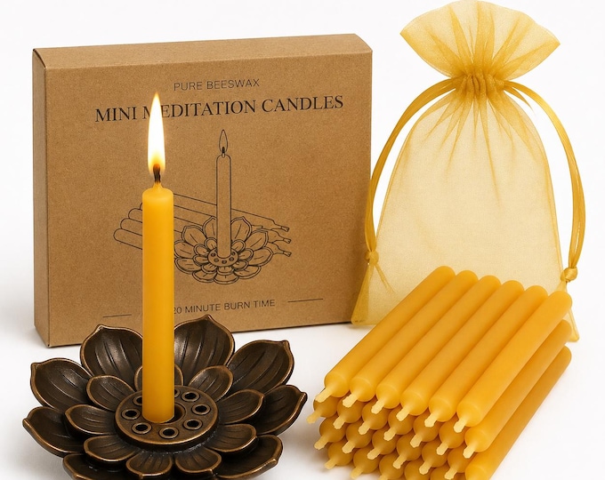 Meditation Beeswax Candle Boxed Set 20 Minutes of Relaxation