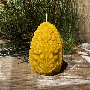 Beeswax Carved Egg Candle - Pure Beeswax Candles from Beekeepers Hive