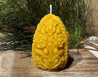 Beeswax Carved Egg Candle - Pure Beeswax Candles from Beekeepers Hive