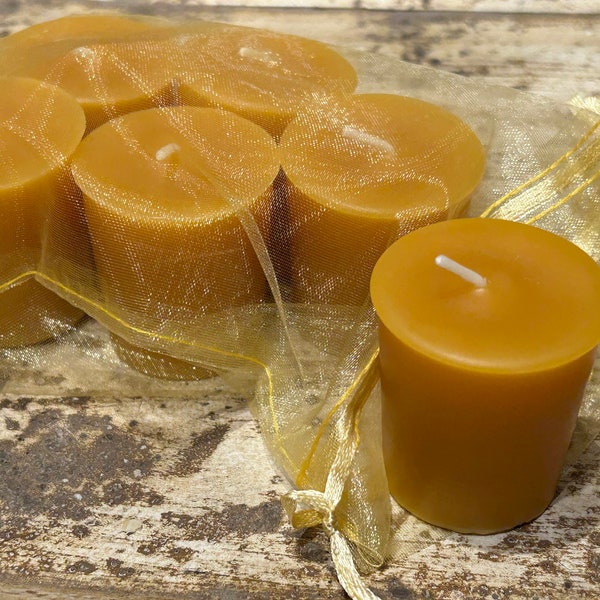 Beeswax Flat Top Votives   -  Pure Beeswax Candles directly from the Beekeeper