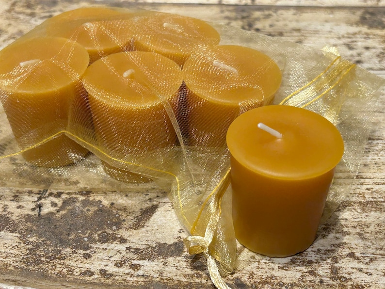 Beeswax Flat Top Votives   -  Pure Beeswax Candles directly from the Beekeeper
