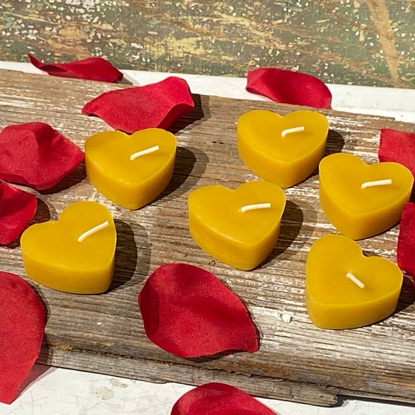 Beeswax Heart Tea light Candles - Pure Beeswax Candles from Beekeepers Hive