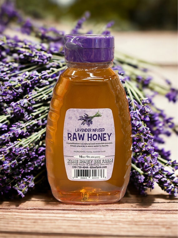 Lavender Infused Honey 1 lb.  All natural grown, harvested and infused right on the farm.