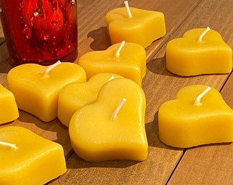 Beeswax Heart Shaped Candles ~Pure Beeswax Candles