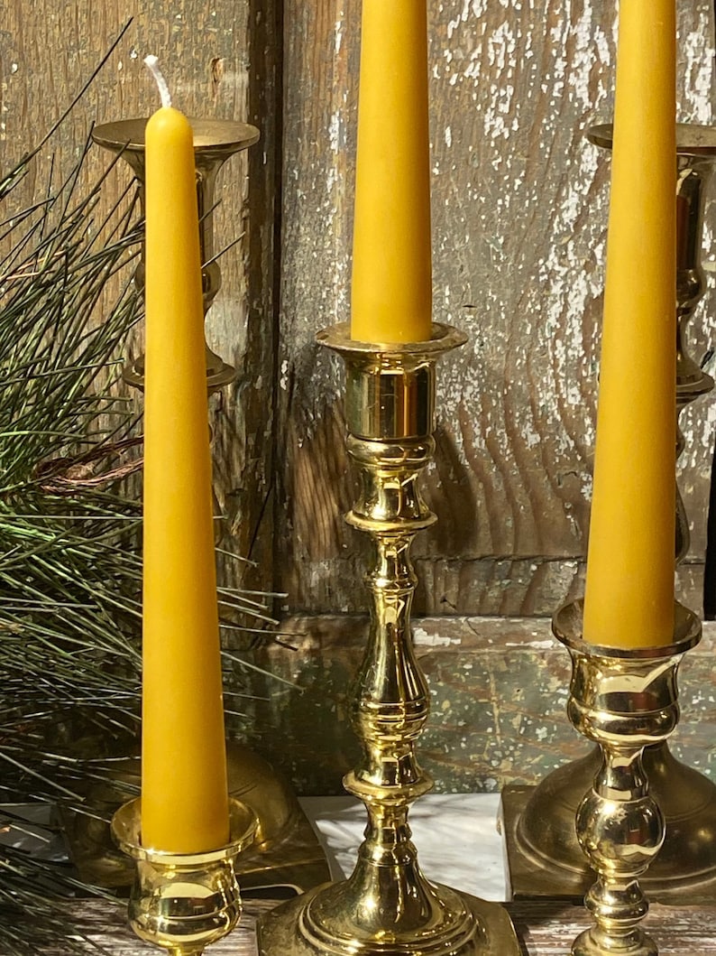 Beeswax Taper Candlestick Candle Dripless Pure Beeswax From Etsy