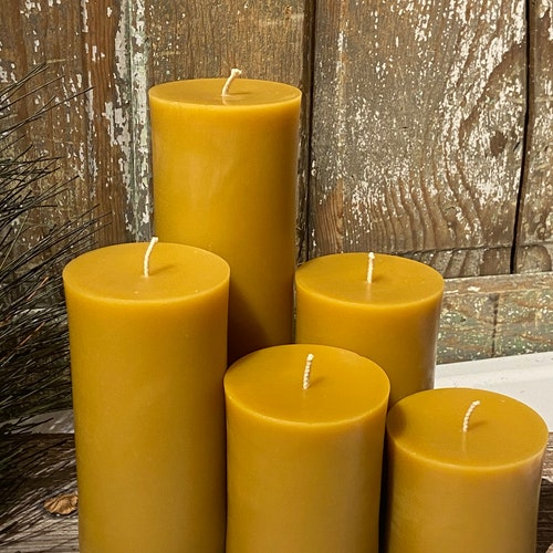 Large Beeswax 4x6 Pillar Candle Pure Beeswax From Beekeepers Etsy