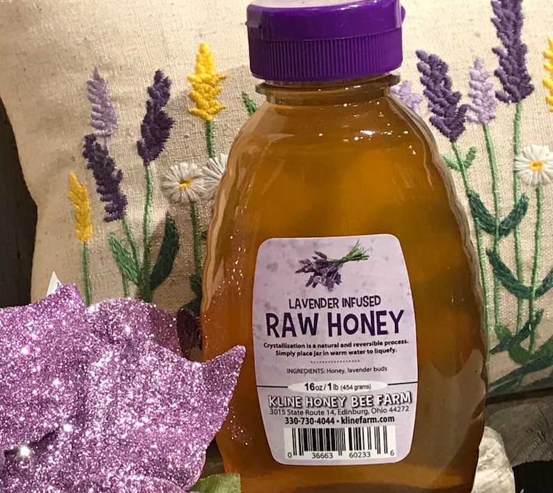 Lavender Infused Honey 1 lb. All natural grown, harvested and infused right on the farm. image 1