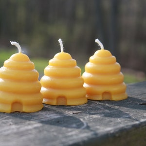 Beeswax Candles shaped like Beehive Skep Pure Beeswax Candles image 2