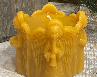 Angel Beeswax Candle - Beeswax Pillar Candle  Pure Beeswax from Beekeepers Hives