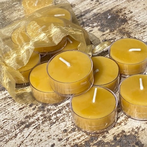 12 Beeswax Tealight Candles - Pure Beeswax Candles from Beekeepers Hive