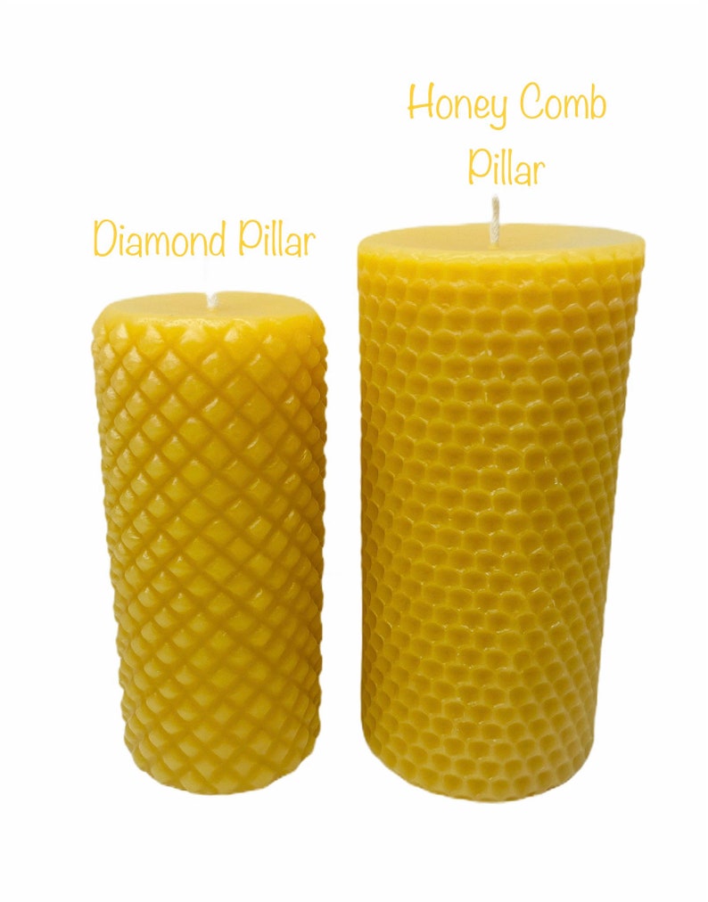 4 bougies cylindriques diamantées en cire d'abeille Colonne de bougie en cire d'abeille pure cire d'abeille des ruches d'apiculteurs image 5