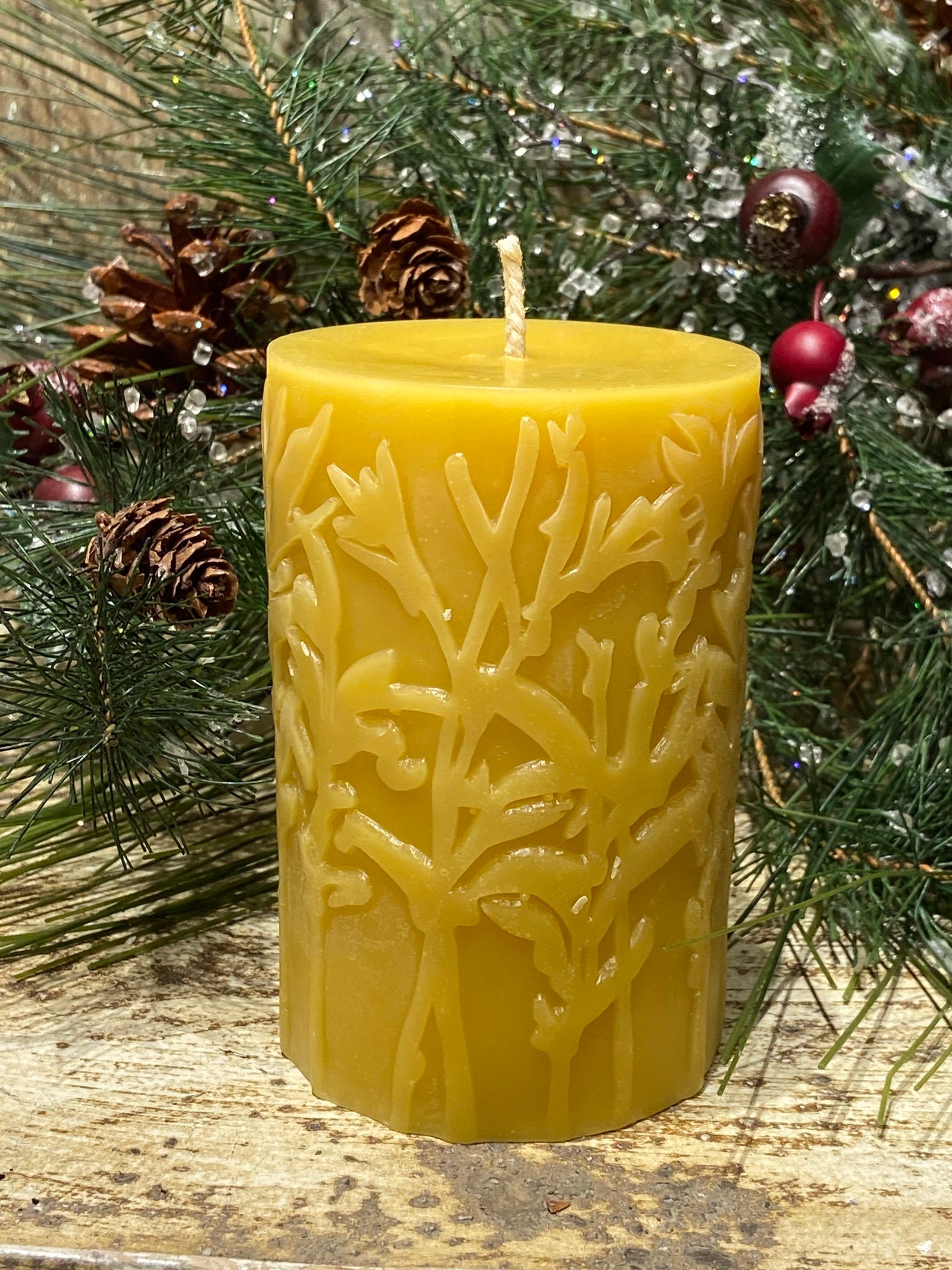 Yellow Meadows Pillar Beeswax Candle main image 1