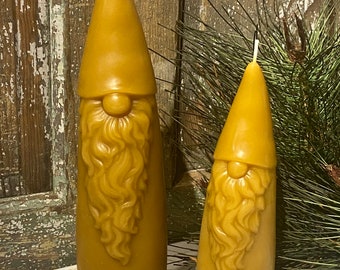 Tall Gnome Beeswax Candle - Beeswax Pillar Candle Pure Beeswax from Beekeepers Hives