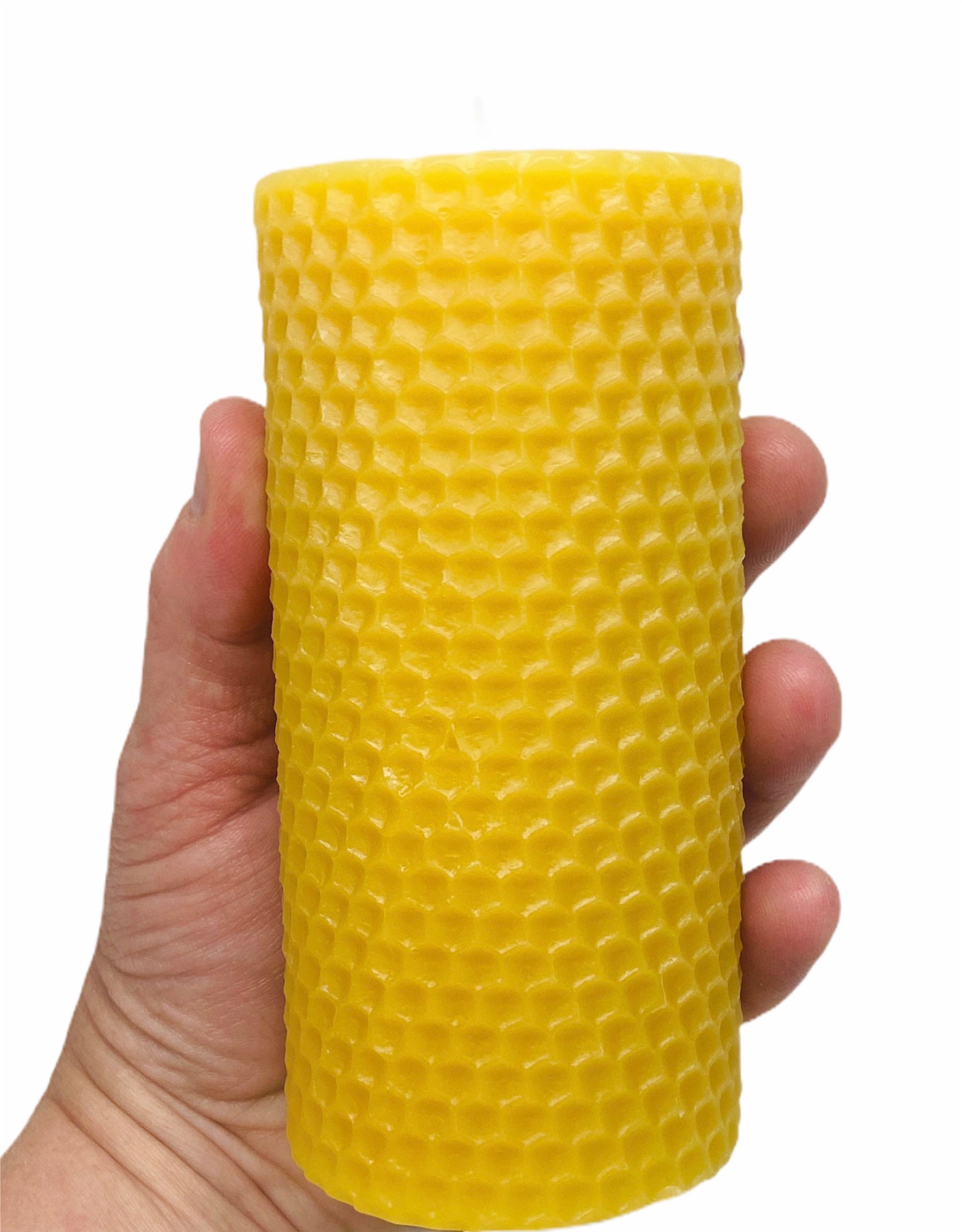 2 inch Ornate Cylinder Beeswax Candle - Honey Pacifica