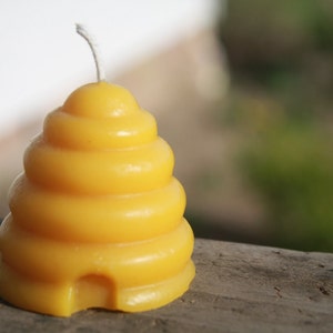 Beeswax Candles shaped like Beehive Skep Pure Beeswax Candles image 1