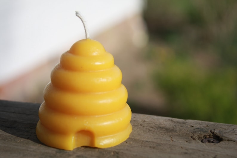 Beeswax Candles shaped like Beehive Skep Pure Beeswax Candles image 1