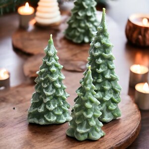 Limited Edition Snow Kissed Pine Tree Trio Pure Beeswax Candles from Beekeepers Hive