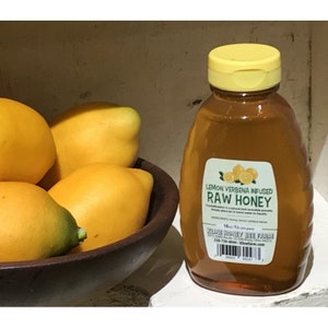 Lemon Verbena infused Honey 1 lb.  All natural grown, harvested and infused right on the farm.