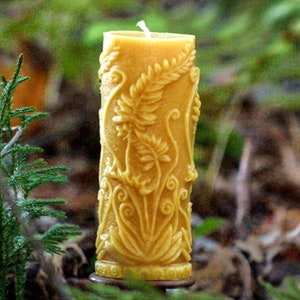 Fern Pillar Pure Beeswax Candle