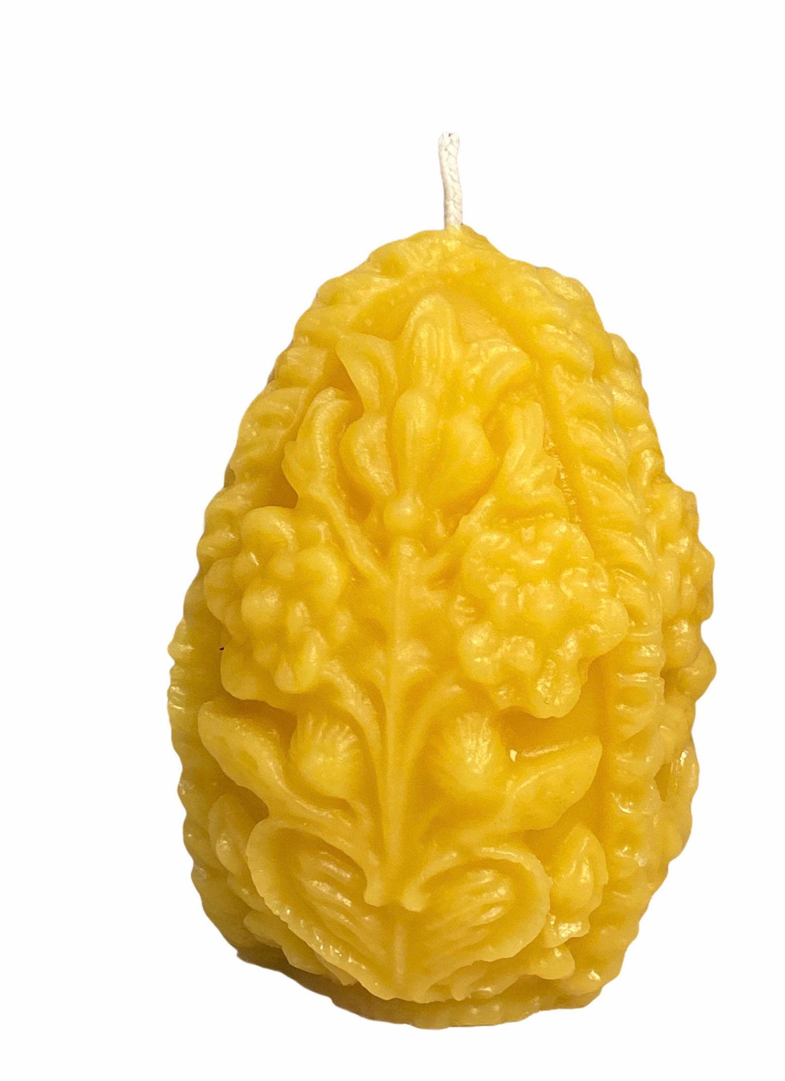 Beeswax Carved Egg Candle Pure Beeswax Candles From Etsy
