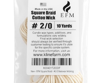 Beeswax #2/0 Candle Making Wick Wicking perfect for Hand Dipped Tapers Square Braided