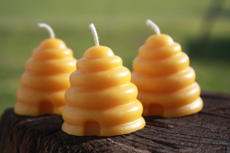 Beeswax Candles shaped like Beehive Skep Pure Beeswax Candles image 3