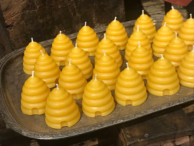 Beeswax Candles Shaped Like Beehive Skep Pure Beeswax Candles Etsy