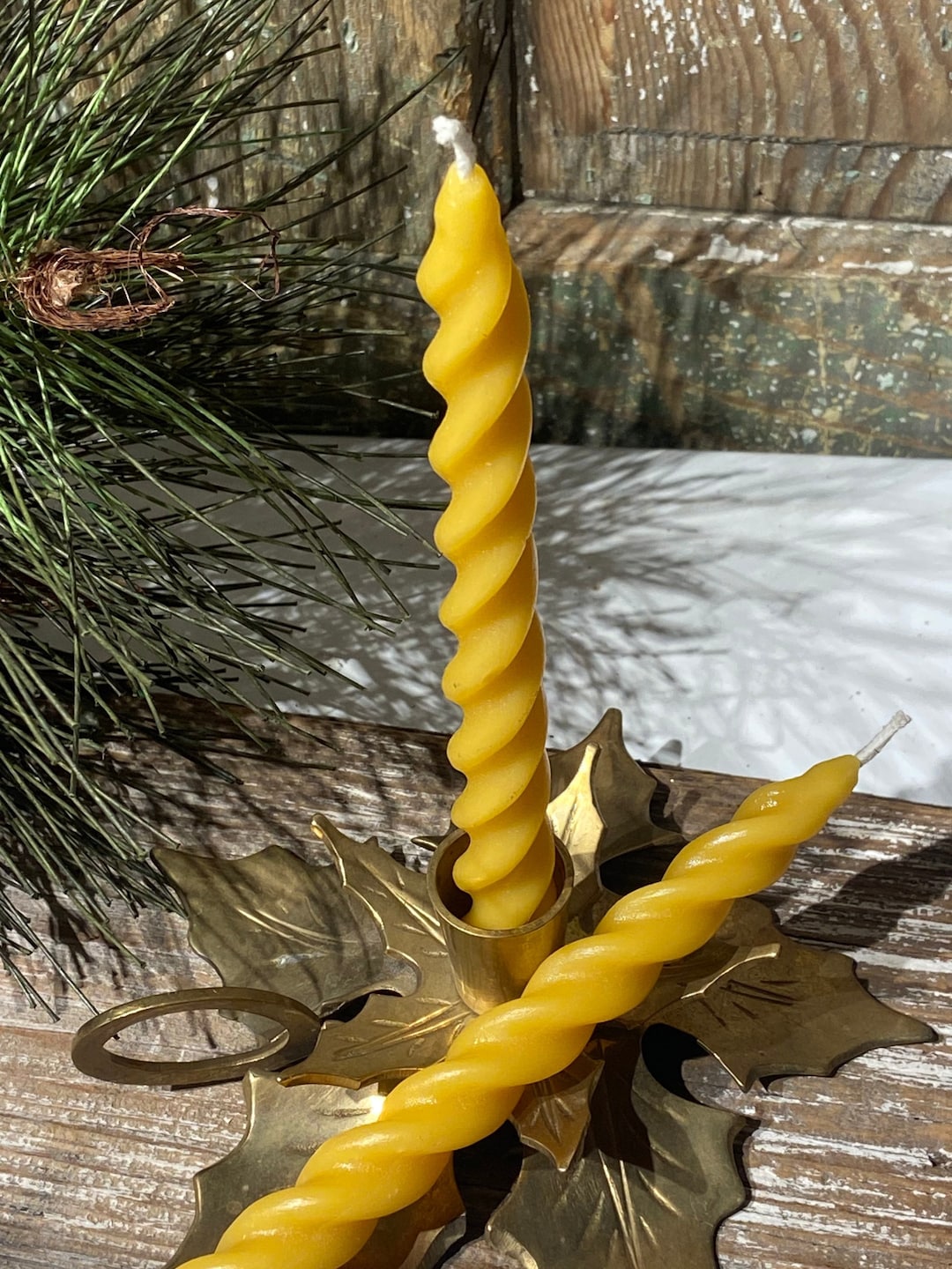 7 Beeswax Spiral Twist Taper Candles Ohio Beekeeper Etsy