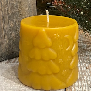 Spruce Tree Beeswax Pillar Candle - Pure Beeswax from Beekeepers Hives