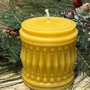 Crystal Cylinder Beeswax Pillar - Pure Beeswax Candles from Beekeepers Hive