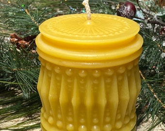 Crystal Cylinder Beeswax Pillar - Pure Beeswax Candles from Beekeepers Hive