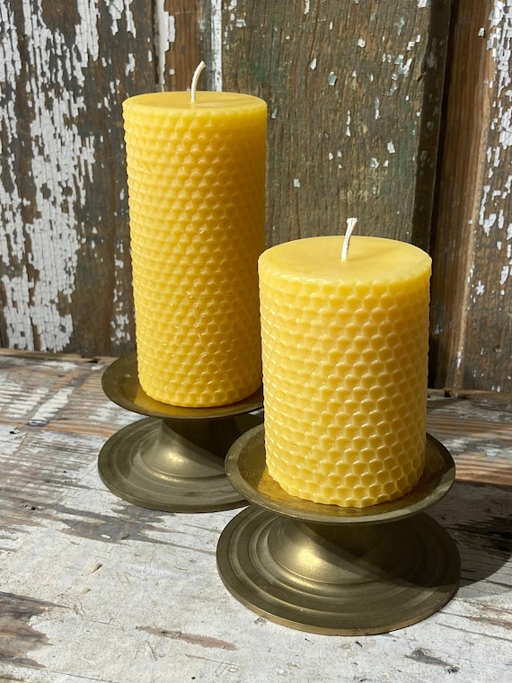  Bee Hive Candles 100% Pure Beeswax Pillar Candle (2 x 4) :  Home & Kitchen