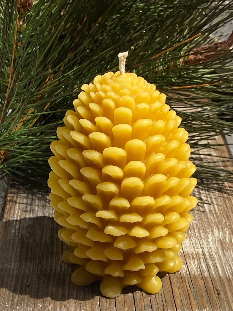 KlineHoneyBeeFarm Beeswax Pinecone Candle - Thumbnail 4