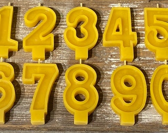 Beeswax Birthday # Number Celebration Candles Ohio Made Pure Beeswax