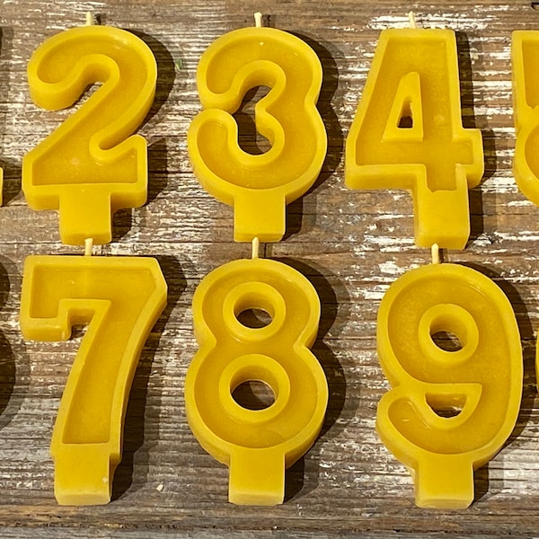 Beeswax Birthday # Number Celebration Candles Ohio Made Pure Beeswax